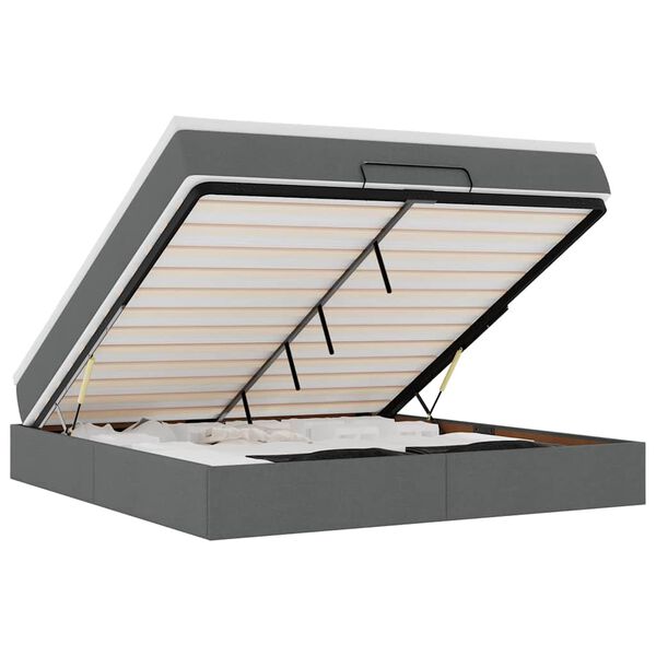 vidaXL Cadru pat otoman cu saltea țesătură gri închis 180x200 cm