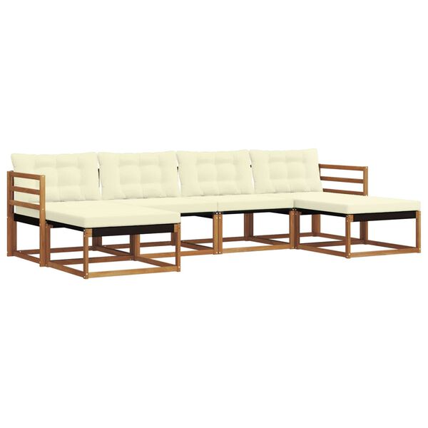 vidaXL Set de canapele de exterior cu pernă 6 pcs Natural și Crem