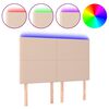 vidaXL Tăblie de pat cu LED, cappuccino, 144x5x118/128 cm, piele eco