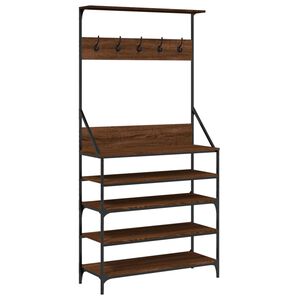 vidaXL Suport de haine cu raft pantofi, stejar maro, 90x34x184 cm