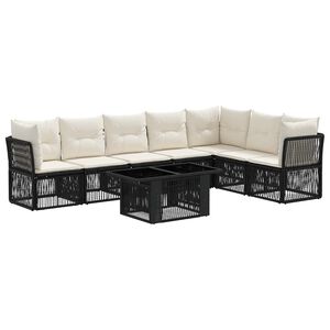 vidaXL Set de canapele pentru grădină 8 buc. Negru poliratan