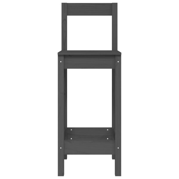 vidaXL Scaune de bar, 2 buc., gri, 40x41,5x112 cm, lemn masiv de pin