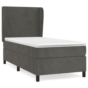 vidaXL Pat box spring cu saltea, gri &icirc;nchis, 80x200 cm, catifea