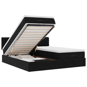 vidaXL Cadru de pat otoman cu saltele, catifea neagră 180x200cm