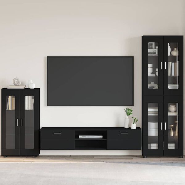 vidaXL Bufet cu raft cu ușă Negru 55,5 x 29 x 103 cm Lemn compozit