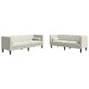vidaXL Set canapele Chesterfield cu perne rulou 2 piese, crem, catifea