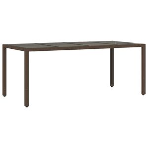 vidaXL Masă de grădină cu blat din sticlă maro 190x90x75 cm poliratan