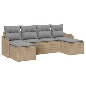 vidaXL Set de canapele pentru grădină cu pernă 6 pcs Bej Rattan poli