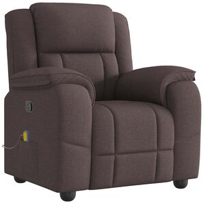 vidaXL Fotoliu de masaj rabatabil, maro &icirc;nchis, material textil