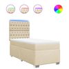 vidaXL Pat box spring cu saltea, crem, 80x200 cm, textil