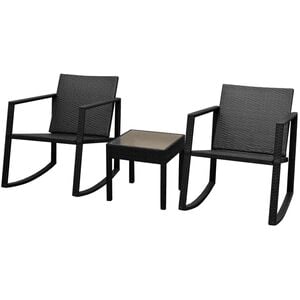 vidaXL Set mobilier bistro, 3 piese, negru, poliratan