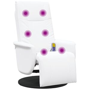 vidaXL Scaun de masaj cu reclinaj rotativ Alb 71 x 90 x 105 cm