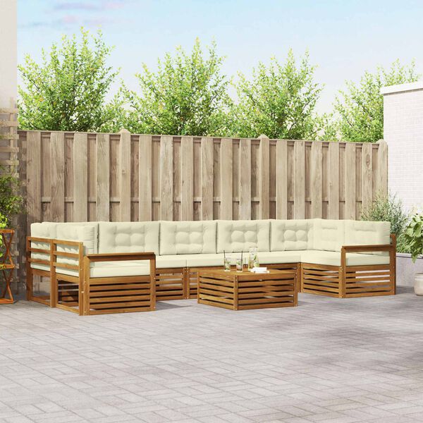 vidaXL Set de canapele de exterior cu pernă 8 pcs Natural și Crem