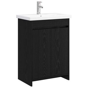vidaXL Set de mobilier pentru baie Stejar Negru 81 x 40 x 84,5 cm