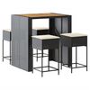 vidaXL Set mobilier bar de grădină cu perne, 5 piese, negru, poliratan