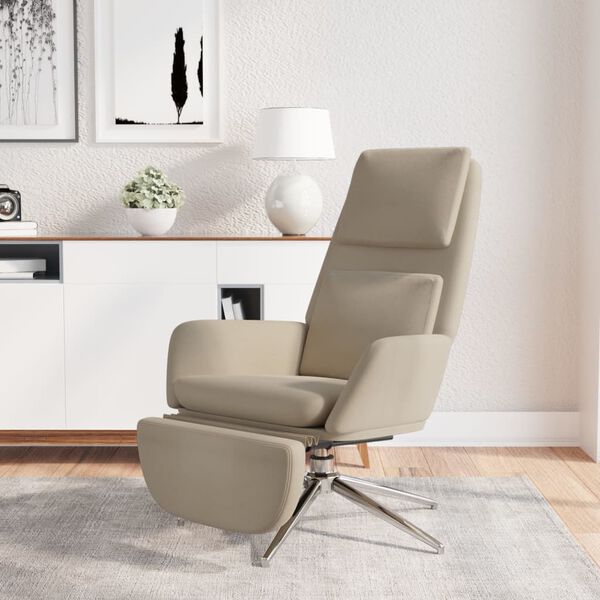 vidaXL Scaun de relaxare cu taburet, gri deschis, microfibră