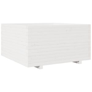 vidaXL Jardinieră de grădină, alb, 90x90x49,5 cm, lemn masiv de pin