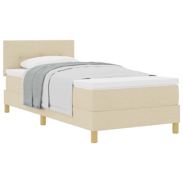 vidaXL Pat cu arcuri cu saltea cu headboard Crem 80 x 200 cm țesătură