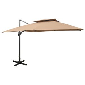 vidaXL Umbrelă de grădină cantilever cu blat dublu 300x300 cm taupe