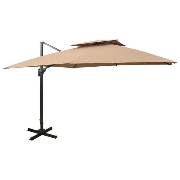 vidaXL Umbrelă de grădină cantilever cu blat dublu 300x300 cm taupe