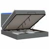 vidaXL Pat Ottoman cu Saltea și LED Gri &icirc;nchis 160 x 200 cm Țesătură