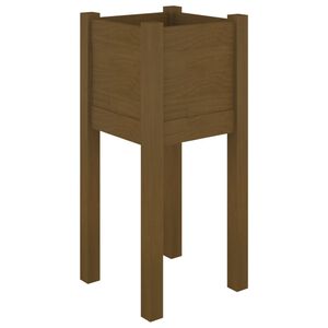 vidaXL Jardinieră de grădină, maro miere, 31x31x70 cm, lemn masiv pin