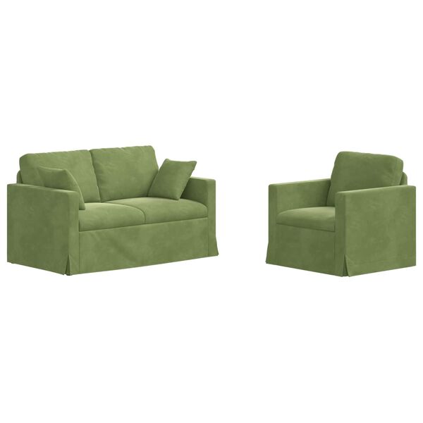 vidaXL Canapea 2 pcs Verde deschis
