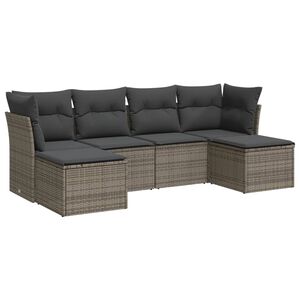 vidaXL Set mobilier grădină cu perne, 6 piese, gri, poliratan