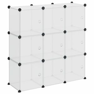 vidaXL Organizator cub de depozitare cu 9 cuburi și uși, PP transparent