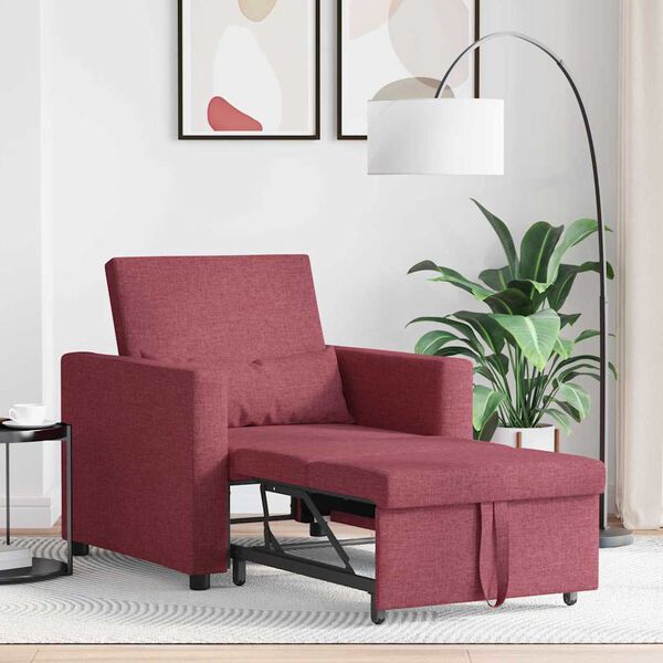 vidaXL Canapea extensibilă single bordo 90 x 165 x 87 cm țesătură