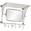vidaXL Suport bagaj cu umerașe/oglindă, montat pe perete, aluminiu