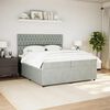 vidaXL Pat box spring cu saltea, gri deschis, 200x200 cm, catifea