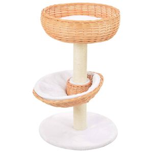 vidaXL Ansamblu pentru pisici st&acirc;lp funie sisal natural lemn salcie