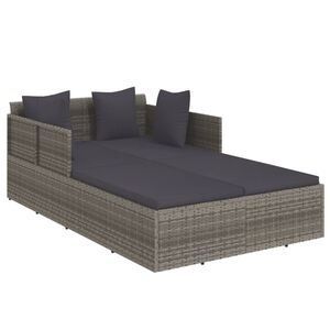 vidaXL Șezlong cu perne, gri, 182x118x63 cm, poliratan