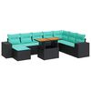 vidaXL Set mobilier de grădină cu perne, 9 piese, negru, poliratan