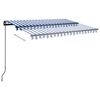 vidaXL Copertină retractabilă manual cu LED, albastru&alb, 3x2,5 m