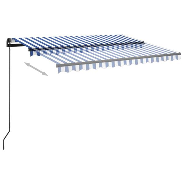 vidaXL Copertină retractabilă manual cu LED, albastru&alb, 3x2,5 m