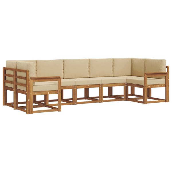 vidaXL Set de canapele de exterior cu pernă 7 pcs Natural și Bej