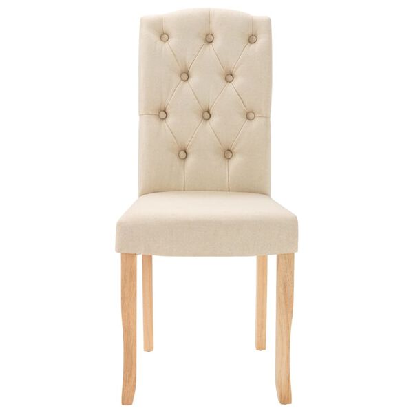 vidaXL Scaune de bucătărie, 2 buc., crem, material textil