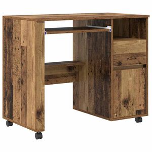 vidaXL Birou cu roți Lemn Vechi Lemn prelucrat 91 x 50 x 77 cm