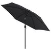 vidaXL Umbrelă de soare de exterior cu st&acirc;lp metalic, negru, 300 cm