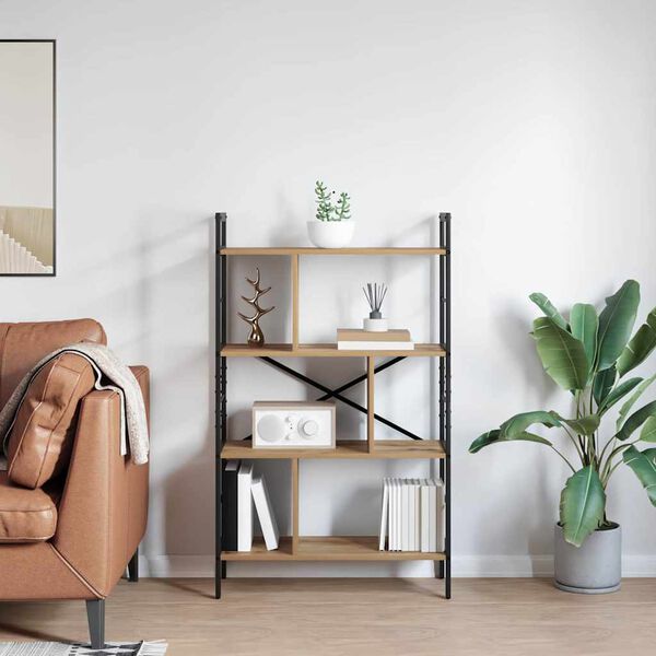 vidaXL Raft pentru cărți Stejar Artizanal 75 x 30 x 123,5 cm