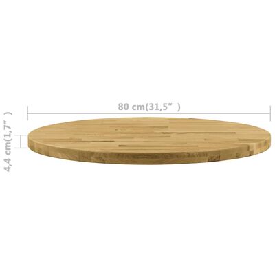 vidaXL Blat de masă, lemn masiv de stejar, rotund, 44 mm, 800 mm
