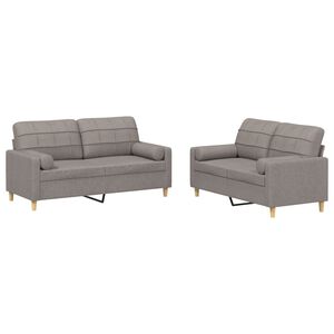 vidaXL Set de canapele cu perne, 2 piese, gri taupe, textil