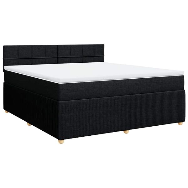 vidaXL Pat box spring cu saltea, negru, 180x200 cm, catifea