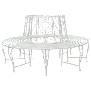 vidaXL Bancă cu arbori 8-Număr de locuri &Oslash; 160 x 89 cm Oțel Alb Antic