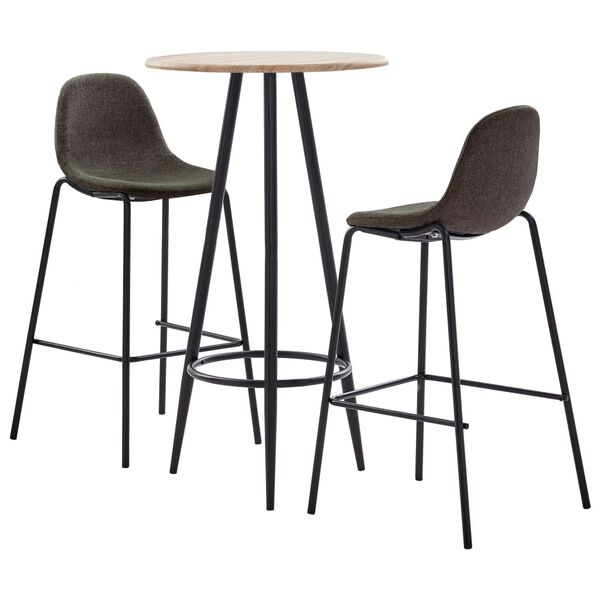 vidaXL Set mobilier de bar, 3 piese, gri &icirc;nchis, material textil