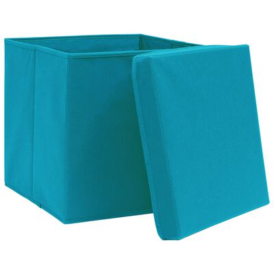vidaXL Cutii depozitare cu capace, 4 buc., albastru, 28x28x28 cm
