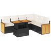 vidaXL Set canapele grădină perne 7 piese negru, poliratan/lemn acacia