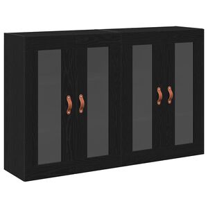 vidaXL Dulapuri de perete 2 pcs Stejar Negru 69,5 x 34 x 90 cm